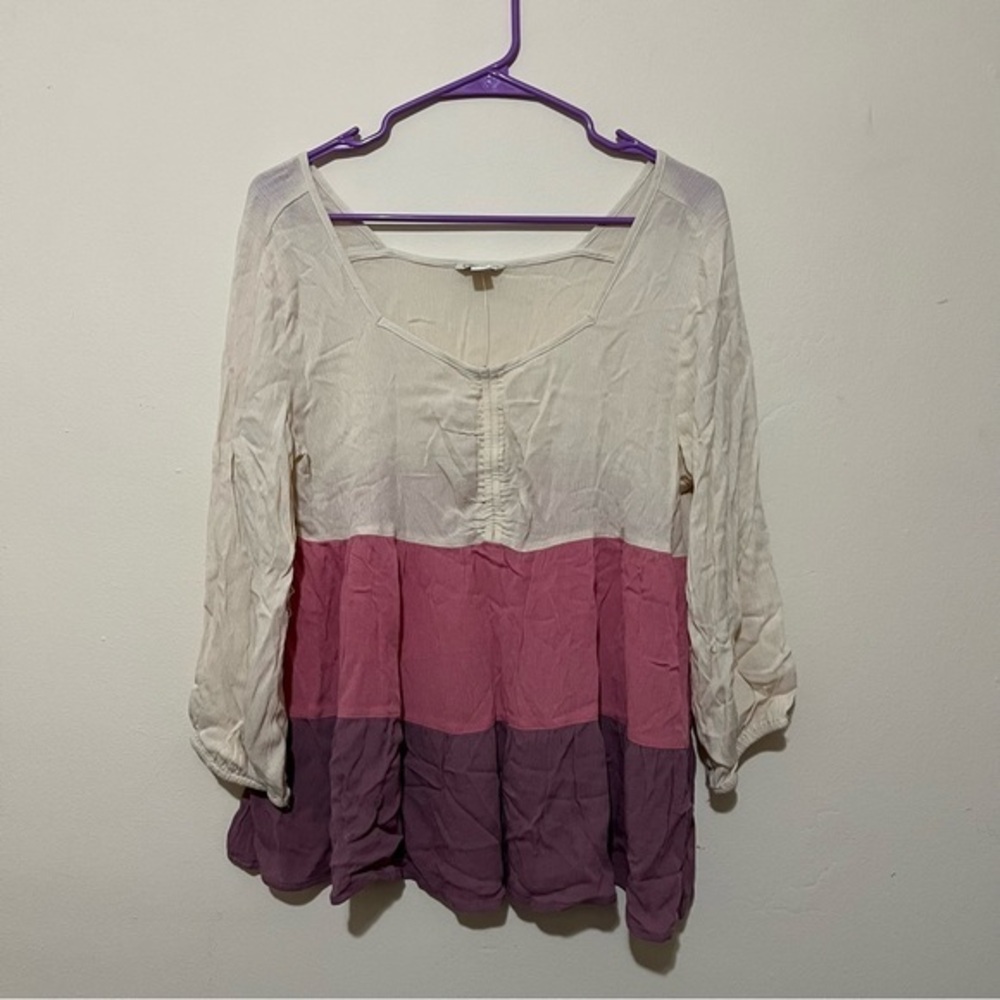 cato | sheer colorblock chiffon blouse | medium